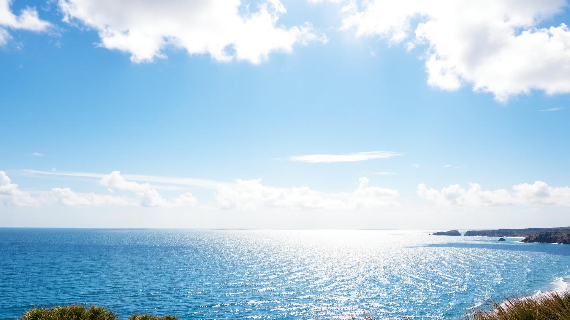 Sunlit coastal summer sky
